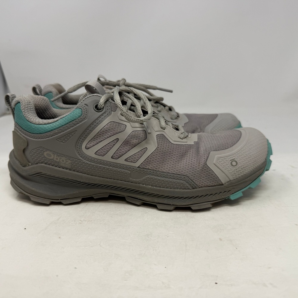 Oboz Hiking Shoes Womens 7.5 Arete Low Gray Teal Trail Outdoor Footwear GOOD